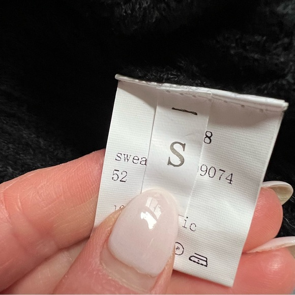 SHEIN BLACK V NECK RIBBED LONG SLEEVE WRAP SWEATER SIZE SMALL - Picture 7 of 7